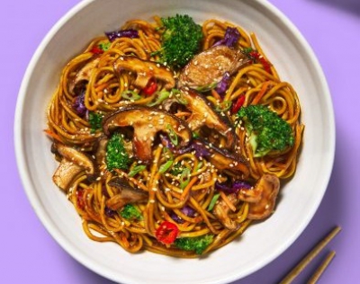 Stir-Fried Noodles with Shiitakes and Veggies
