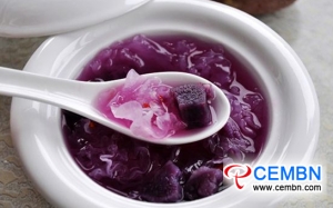Anti-cancer and anti-aging thick soup with purple potato and White fungus